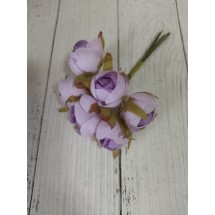 Цветы из ткани 2 см в пучках (6 шт) цв. сиреневый, цена за пучок